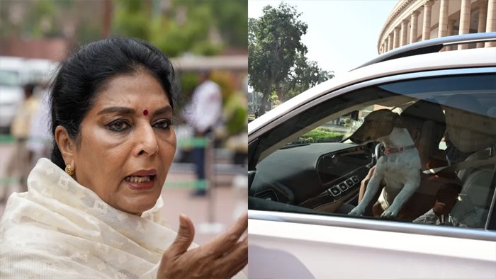 संसद भवन परिसर में कुत्ता लेकर पहुंच गईं सांसद, कहा- ‘असली काटने वाले पार्लियामेंट में बैठे हैं’