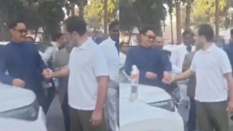  राहुल गांधी से मिले केंद्रीय मंत्री रिजिजू, मजाकिया अंदाज में कहा……….थोड़ा डर गया मैं…