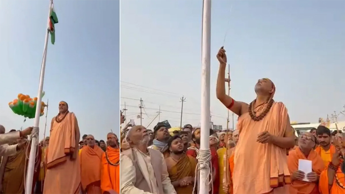 स्वामी अविमुक्तेश्वरानंद सरस्वती का अनशन नौवें दिन भी जारी, शिविर के बाहर ही किया‌ ध्वजारोहण