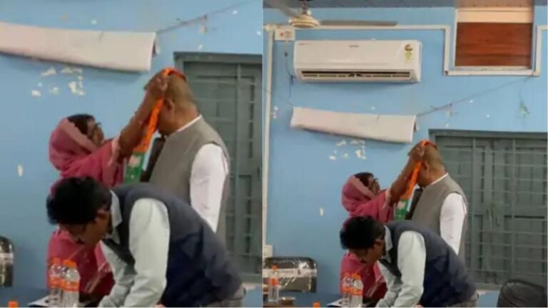 Indian National Congress नेत्री उर्मिला साकेत की नाराजगी, अधिकारी को पहनाया भाजपा का पट्टा